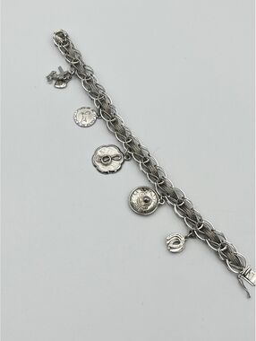 925 vintage AIRFLEX Sterling Silver Charm Bracelet STG Woven 21.8g